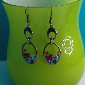 Seven colors rhinestone crystal dangle earrings